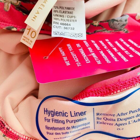 ANTONIO MELANI NWT Pink Hydrangea Floral Bow One Piece Swimming Suit - Size 10 - Picture 7 of 9